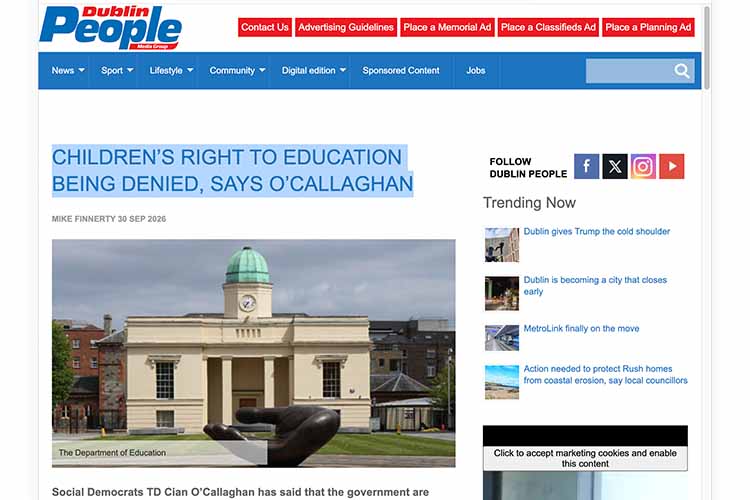 screenshot of article