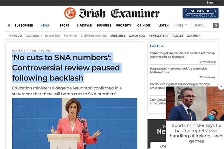 screenshot of article
