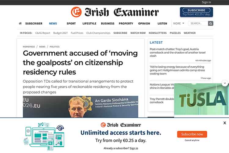 screenshot of article