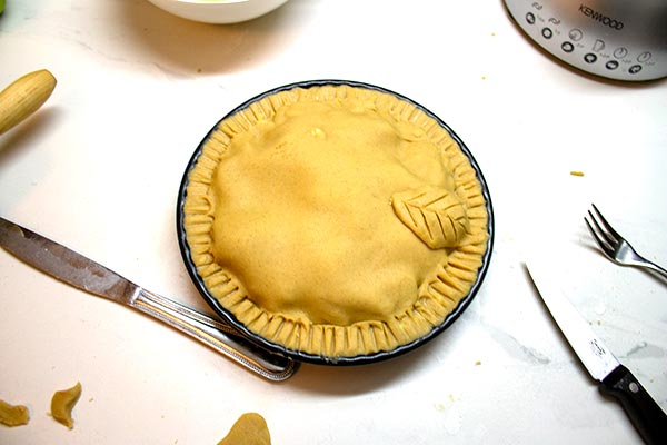Gluten-free apple tart, pre-bake