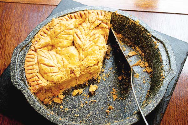 Gluten-free apple tart in the baking tin