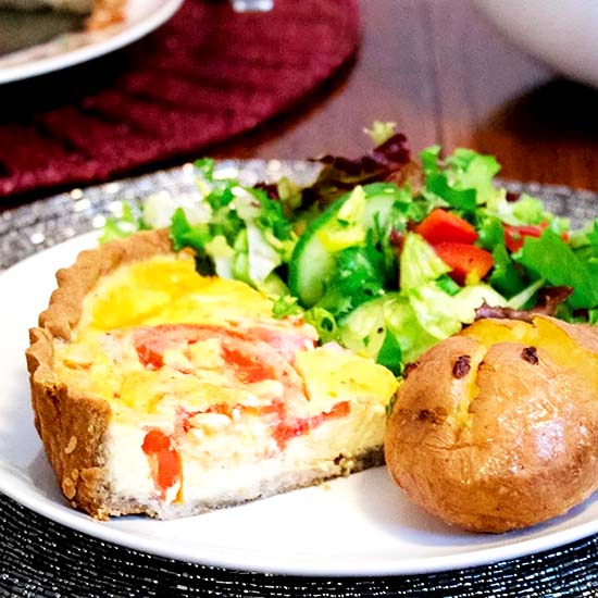 Slice of gluten-free Simple Summer Quiche