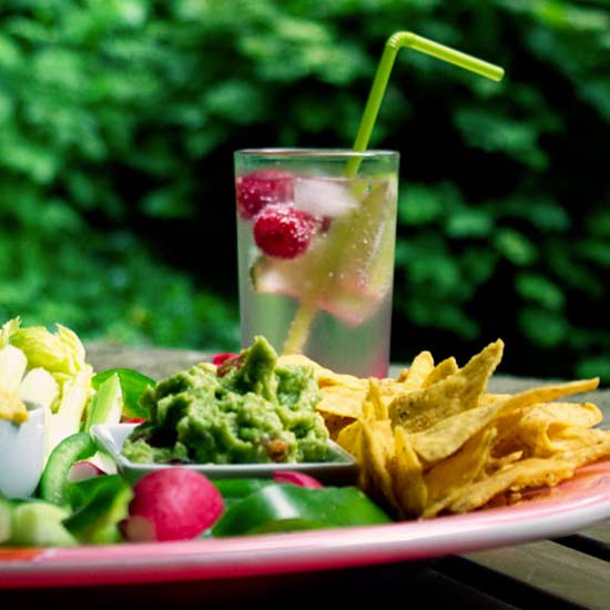 Guacamole as a dip for some veg and tortillas