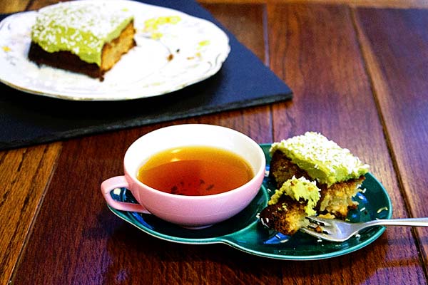 Lime and Coconut Loaf with sweet avocado and lime cream