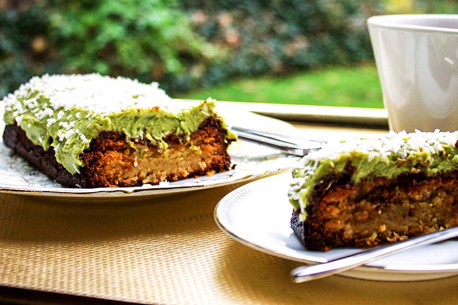 Lime and Coconut Loaf with sweet avocado and lime cream