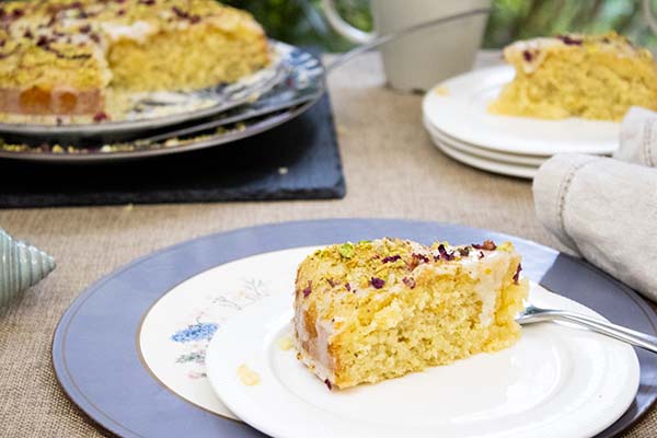 Nutty rose ginger and citrus cake