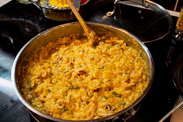 Pumpkin risotto on the stovetop