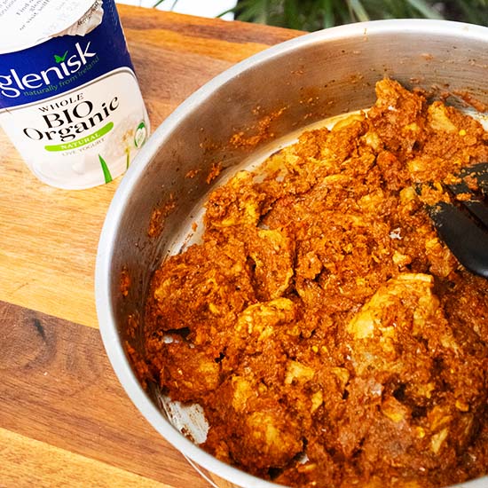 ingredients for curry paste in the food mixer