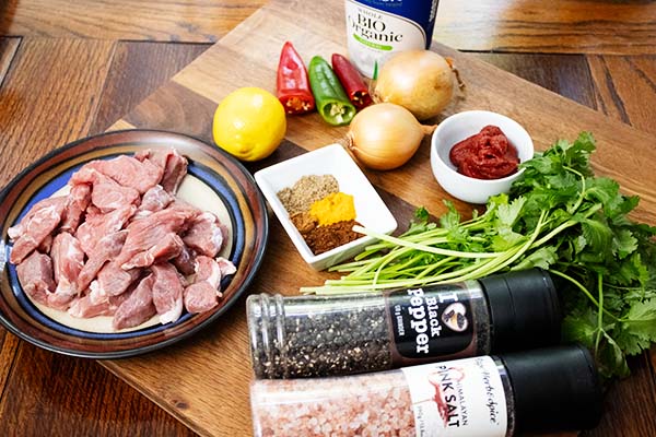 Ingredients for a quick and easy lamb curry