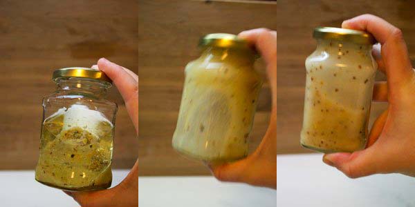 Making honey mustard vinaigrette