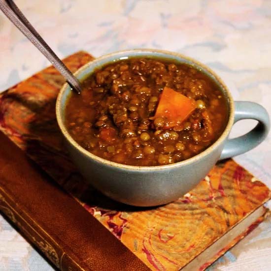 Tomato and Puy Lentil Soup in a cup
