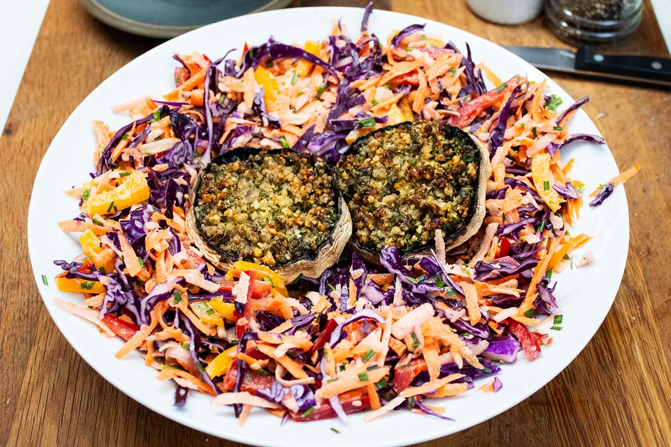 Walnut Parsley Garlic and Lemon Stuffed Mushrooms