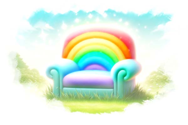 A magical rainbow coloured armchair
